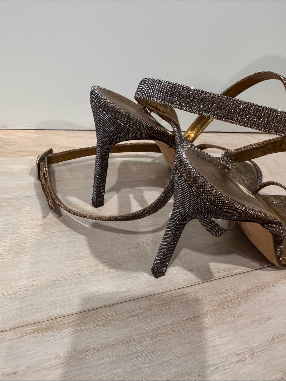 Manolo Blahnik Sparkling Gold Strappy High-Heel Sandals - Picture 7 of 7
